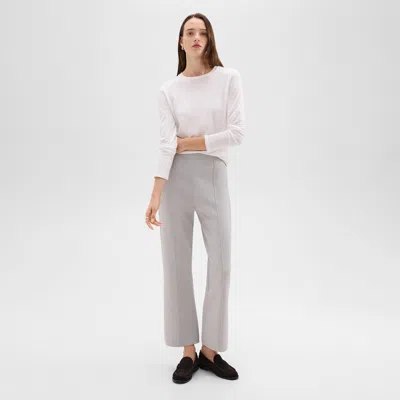 Theory Cropped Flare Pant In Crepe Knit In Platinum