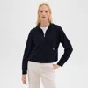 Theory Cropped Hoodie In Felted Wool-cashmere In Dark Navy