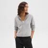 Theory Cropped Hoodie In Felted Wool-cashmere In Light Heather Grey