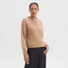 Theory Cropped Hoodie In Felted Wool-cashmere In New Camel