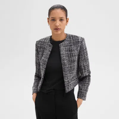 THEORY CROPPED JACKET IN MÉLANGE TWEED