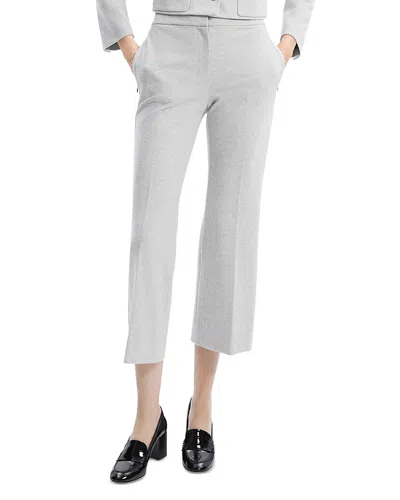 Theory Cropped Kick Flare Pants In Light Grey Melange