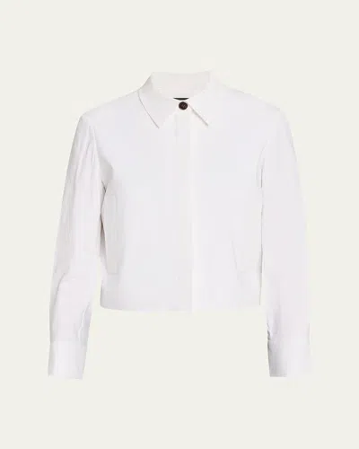 Theory Cropped Linen-blend Shirt Jacket In Multi