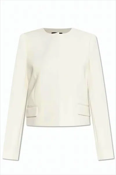 Theory Cropped Minimalist Jacket With Concealed Fastening In White