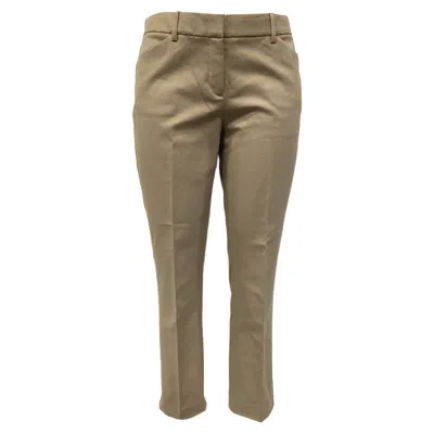 Theory Cropped Pants In Beige Cotton In Brown