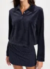 Theory Cropped Polo Shirt In Navy In Blue