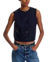 Theory Sleeveless Button Down Shell Nocturne Navy