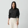 Theory Cropped Shirt In Good Cotton In Black