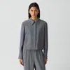 Theory Cropped Shirt Jacket In Fluid Linen In Green