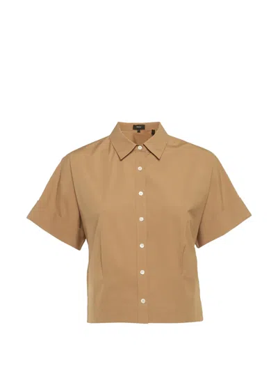 Pre-owned Theory Cropped Short-sleeve Shirt In Neutral