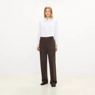 Theory Cropped Tab Shirt In Good Poplin In Multi