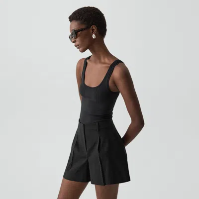 Theory Cropped Tank Top In Stretch Nylon In Black