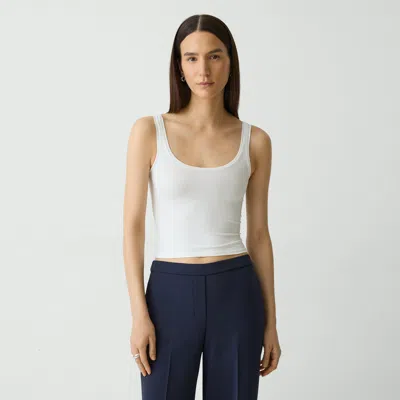 Theory Cropped Tank Top In Stretch Nylon In White