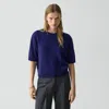 Theory Cashmere Cropped Short Sleeve Sweater In Blue
