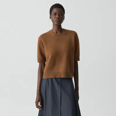 Theory Cropped Tee In Cashmere In Brown