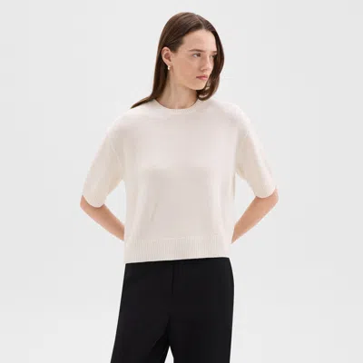 Theory Cropped Tee In Cashmere In Ivory