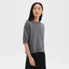 Theory Cropped Tee In Cashmere In Light Charcoal