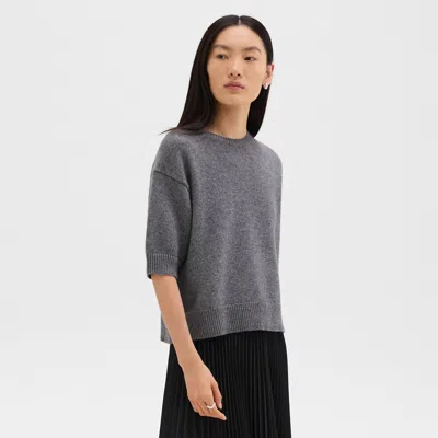Theory Cropped Tee In Cashmere In Light Charcoal