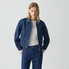 Theory Cropped Track Jacket In Relaxed Denim In Purple