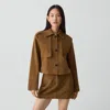 Theory Cropped Trench Coat In Suede In Gold
