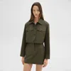 Theory Cropped Trucker Jacket In Organic Cotton In Dark Olive