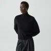 Theory Cropped Turtleneck In Cashmere In Black