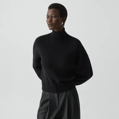 Theory Cropped Turtleneck In Cashmere In Black