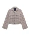 Theory Cropped Tweed Jacket In Cotton-blend In Gray