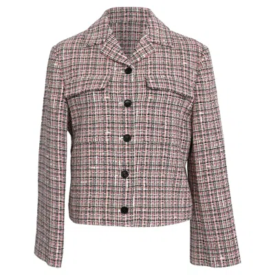 Theory Cropped Tweed Jacket In Multicolor Cotton