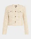 Theory Cropped Tweed Jacket In Neutral