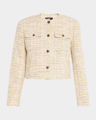 Theory Cropped Tweed Jacket In Neutral