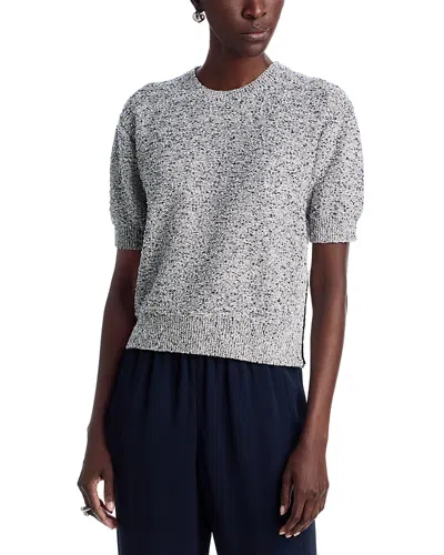 Theory Cropped Tweed Short Sleeve Sweater In Gray