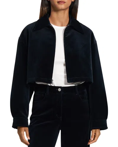 THEORY CROPPED VELVET A LINE JACKET