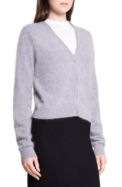 Theory Cropped V-neck Cardigan In Gray