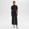Theory Cropped Wide-leg Pant In Good Linen In Black