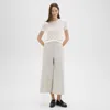 Theory Cropped Wide-leg Pant In Neoteric Twill In Beige