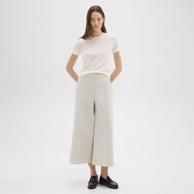 Theory Cropped Wide-leg Pant In Neoteric Twill In Limestone