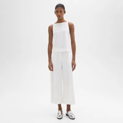 Theory Straight-leg Pull-on Pant In Linen-viscose In Ivory