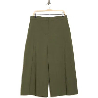 Theory Cropped Wide Leg Pants In Dark Olive