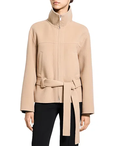 Theory Cropped Wool & Cashmere Anorak Coat In Nude