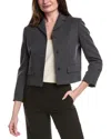 Theory Cropped Wool-blend Jacket In Grey