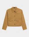 Theory Cropped Work Jacket In Brown