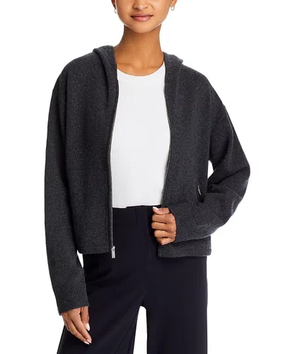Theory Cropped Zip Hoodie Sweater In Charcoal