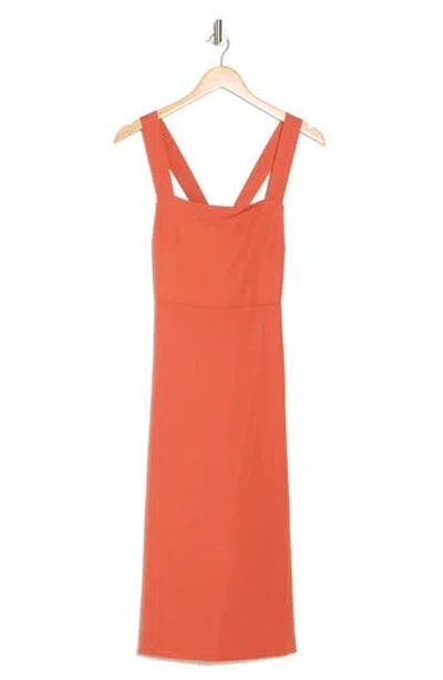 Theory Crossback Linen-blend Midi Dress In Orange