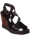 THEORY THEORY CROSS BAND LEATHER WEDGE SANDAL