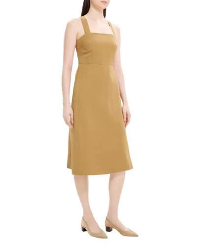 THEORY CROSSBACK LINEN-BLEND MIDI DRESS