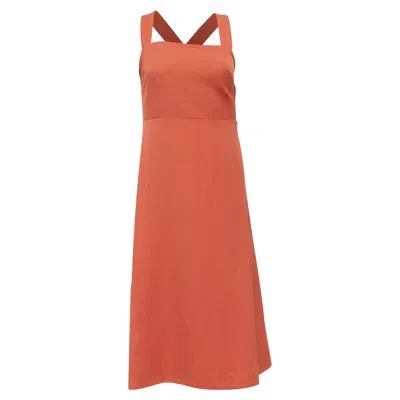 Theory Crossback Midi Dress In Orange Polyamide In Brown