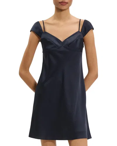 Theory Crushed Satin Cami Dress In Blue