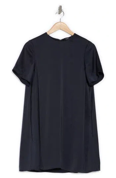 Theory Crushed Satin Oversize T-shirt Dress In Nocturne Navy - Xlv