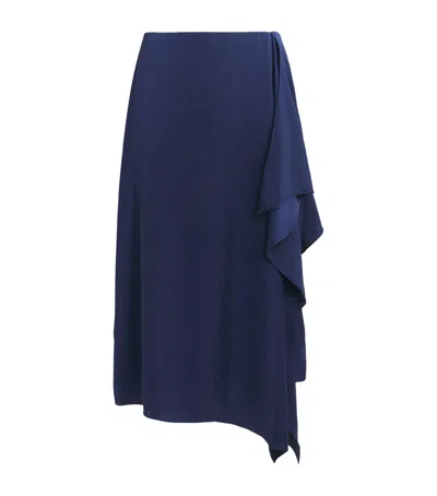 Theory Crushed Satin Sarong Skirt In Navy